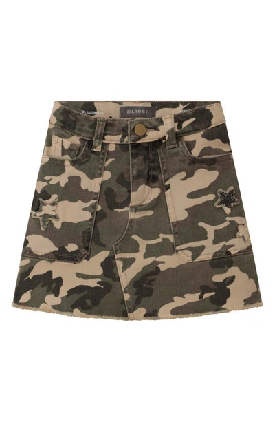 Dl1961 Kids' Embroidered Camo Cotton Blend Skirt In Green