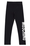Moschino Legging In Jersey Logo Print In Black