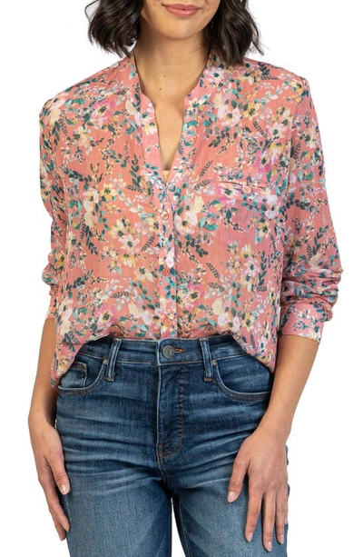 Kut From The Kloth Jasmine Top In Gela Blooms Light Coral