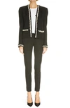Balmain Embellished Tulle-trimmed Wool And Cotton Blazer In Efx Efx Noir/ Blanc Cass