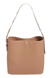 Hugo Boss Amber Faux Leather Hobo Bag In Medium Beige