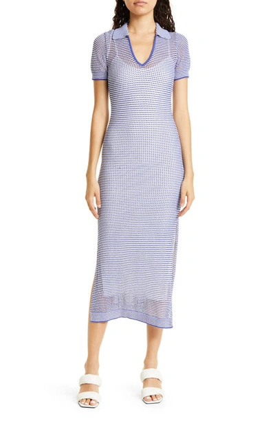 Staud Women's Oceane Cotton-blend Maxi Dress In Blue Iris/ White