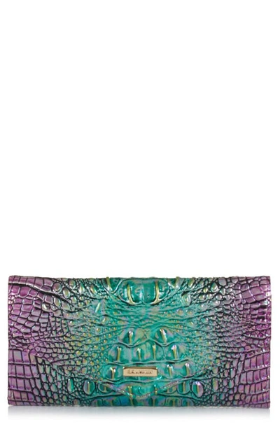 Brahmin Veronica Melbourne Croc Embossed Leather Envelope Wallet In Hyacinth Ombre Mini Melbourne