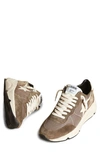 Golden Goose Dad-star Distressed Leather-trimmed Suede And Mesh Sneakers In Olive Green/ Cream