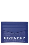 Givenchy 4g Logo-embossed Leather Cardholder In Ocean Blue