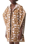 Burberry Hooded Monogram Logo Cotton Terry Cloth Cape In Archive Beige