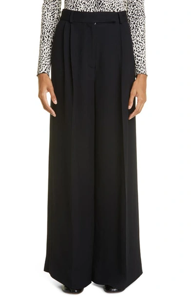 Proenza Schouler Textured Crepe Wide Leg Trousers In Black