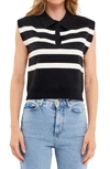 English Factory Stripe Knit Top In Black/ White