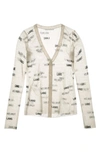 Helmut Lang Semi-sheer Logo-print Wool-knit Cardigan In Neutral