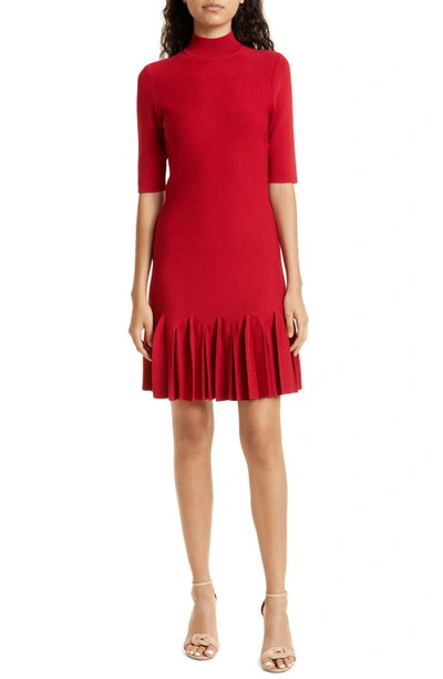 Ted Baker Canddy Dropped-hem Stretch-woven Mini Dress In Red