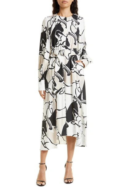 Ted Baker Sydnei Horse Print Long Sleeve Shirtdress In Ivory