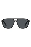 Quay On The Fly 48mm Polarized Aviator Sunglasses In Black,smoke Polarized