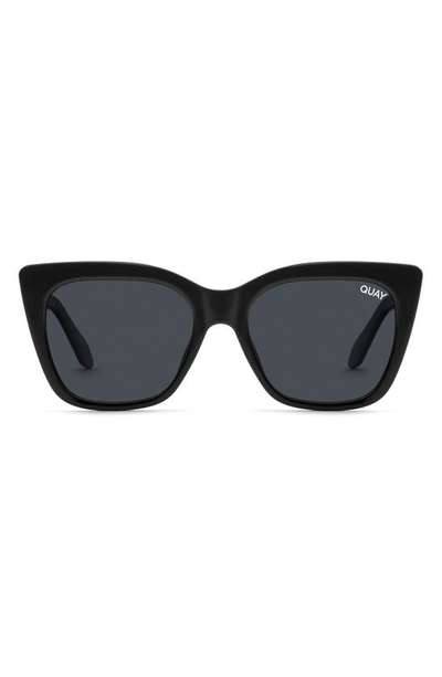 Quay Tag Me 55mm Polarized Cat Eye Sunglasses In Black / Smoke
