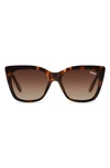 Quay Tag Me 55mm Polarized Cat Eye Sunglasses In Tortoise / Brown