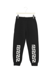 Versace Black Greca Print Cotton Track Pants In Black