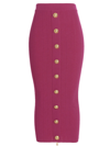 Balmain Button-front Knit Pencil Midi Skirt In Fuchsia