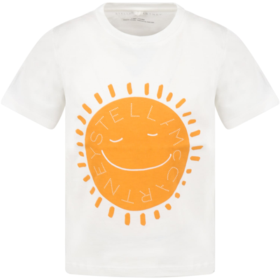 Stella Mccartney Kids' White Cotton T-shirt With Sun Print