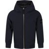 Stone Island Blue Windbreaker For Boy With Patch In Blue