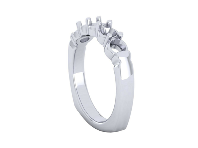 Pre-owned Jewelwesell 5stone Prong Set Wedding Ring Mount- 950 Platinum, Euro-shank, For 0.20ct Each