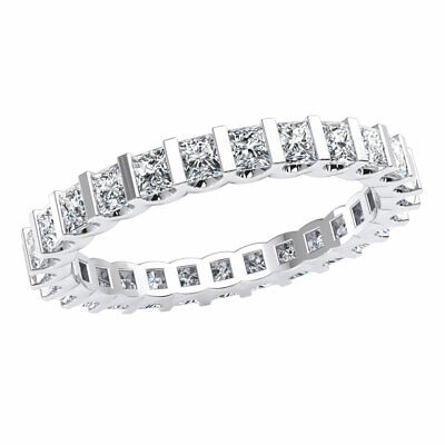 Pre-owned Jewelwesell 2.00ct Princess Diamond U-prong Wedding Eternity Band Ring 950 Platinum Si1 In White