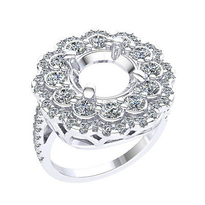 Pre-owned Jewelwesell 1.75ct Natural Diamond Double Halo Semi-mount Engagement Ring 18k White Gold In Gh