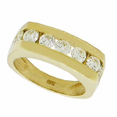 Pre-owned Jewelwesell Solid 10k Yellow Gold Mens Channel Wedding Band Ring Natural Round Diamond 3ct In Ij