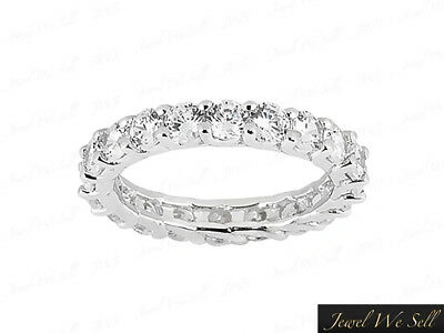 Pre-owned Jewelwesell 2.1ct Round Diamond Shared Prong Eternity Wedding Band Ring 10k White Gold Gh I1