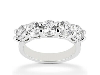Pre-owned Jewelwesell 5stone Open Gallery Wedding Band Ring 14k White Gold Round Diamond 1.25ctw In H