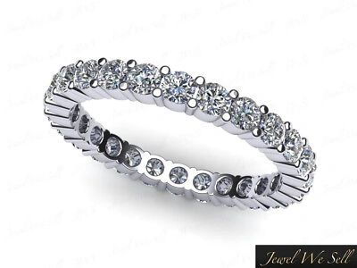 Pre-owned Jewelwesell Natural 0.55ct Round Diamond Shared Prong Eternity Band Ring 18k Gold F Vs2