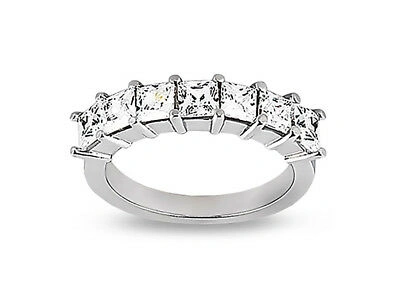 Pre-owned Jewelwesell 7stone 0.80ct Diamond Wedding Band Ring 10k White Gold Princess Si1 Prong Set