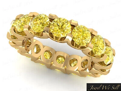 Pre-owned Jewelwesell Shared U-prong Eternity Wedding Band Ring 10k Yellow Gold 3ct Yellow Diamond