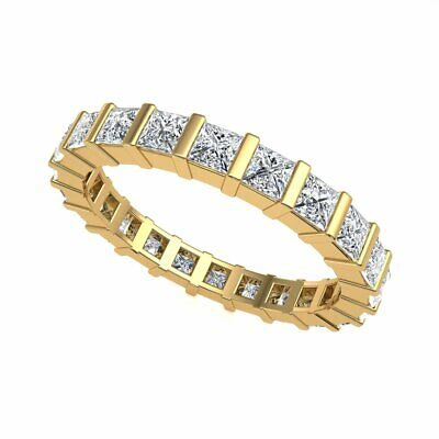 Pre-owned Jewelwesell 2.10ct Princess Diamond Bar Set Wedding Eternity Band Ring 14k Yellow Gold I Si2