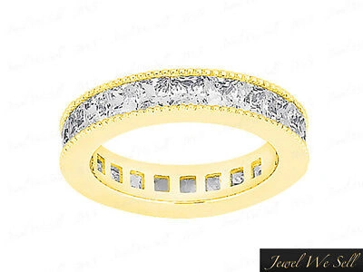 Pre-owned Jewelwesell 2.50ct Princess Cut Diamond Classic Milgrain Eternity Band Ring 14k Gold I Si2