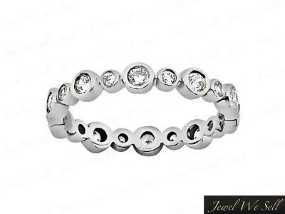 Pre-owned Jewelwesell Natural 0.40ct Diamond Eternity Anniversary Band Ring 14k White Gold H Si2 Bezel