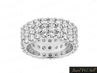 Pre-owned Jewelwesell 3.60ct Round Diamond 3-row Wedding Eternity Band Ring 14k White Gold I Si2 Prong