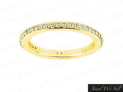 Pre-owned Jewelwesell 18k Yellow Gold Round Prong Set Diamond Eternity Anniversary Band Ring 1ct F Vs2