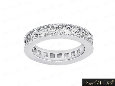 Pre-owned Jewelwesell Milgrain Channel Set Eternity Band Ring Princess Cut Diamond 2ct 950 Platinum In White