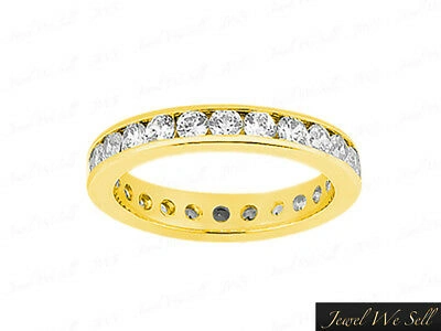 Pre-owned Jewelwesell 1ct Round Diamond Classic Channel Set Eternity Band Ring 14k Yellow Gold F Vs2