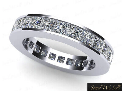 Pre-owned Jewelwesell 2.7ct Princess Cut Diamond Channel Set Eternity Band Ring 14k White Gold Vs1-2