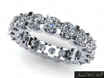 Pre-owned Jewelwesell 1.9ct Round Cut Diamond Shared U-prong Eternity Wedding Band Ring 14k Gold H Si2