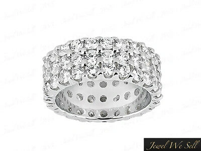 Pre-owned Jewelwesell Natural 5.90ct 3row Round Diamond Eternity Band Ring Solid 14k White Gold Gh I1