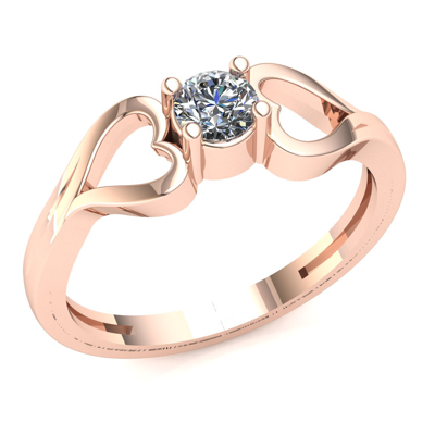 Pre-owned Jewelwesell Natural 0.25ct Round Cut Diamond Ladies Heart Solitaire Engagement Ring 14k Gold In Gh
