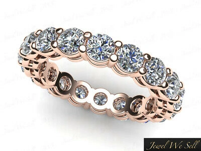 Pre-owned Jewelwesell Shared Prong Open Gallery Eternity Band Ring 14k Rose Gold Natural Diamond 2.7ct In H