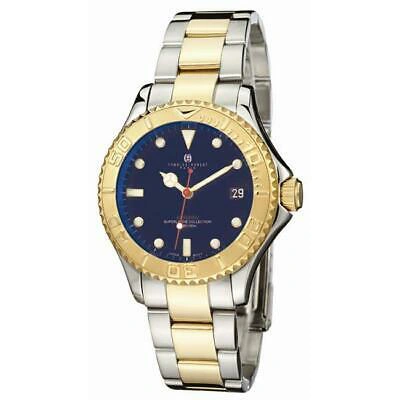 Pre-owned Charles-hubert - Paris Mens Two-tone Stainless Steel Automatic Watch 3514-e In Blue