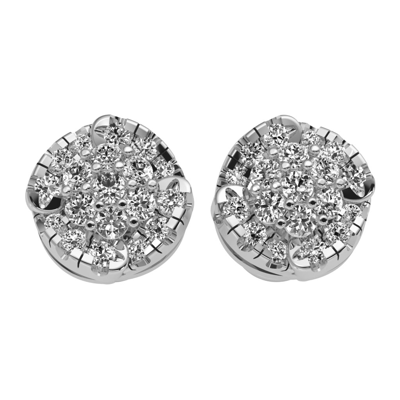 Pre-owned Jewelwesell Ladies Cluster Halo Stud Earrings 0.25ctw Natural Round Diamond Solid 10k Gold In Fg