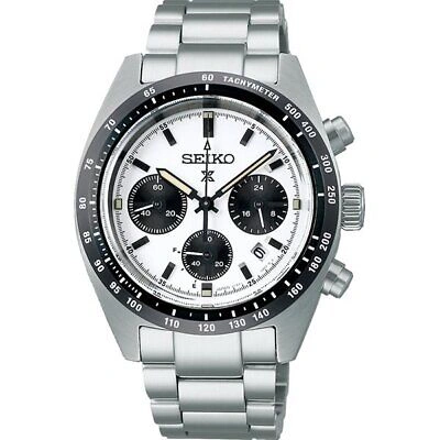 Pre-owned Seiko Prospex Speedtimer Sbdl085 White Solar Chronograph Men's Watch In Box