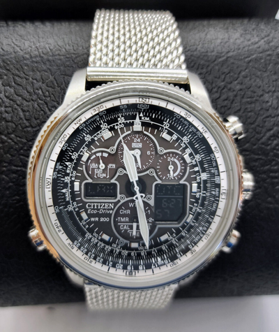 Pre-owned Citizen Promaster Navihawk A-t Radio Controlled Watch Jy8030-83e