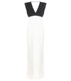 Brunello Cucinelli Two-tone Mixed-media Column Gown In Chacoal Panama