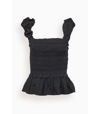 Sea Sloane Sleeveless Smocked Top In Black In Black