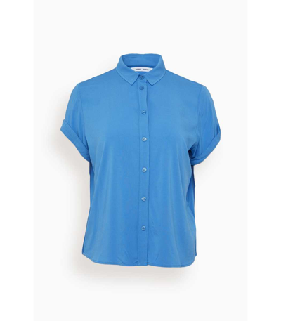 Samsoe & Samsoe Majan Short Sleeve Shirt In Ibiza Blue